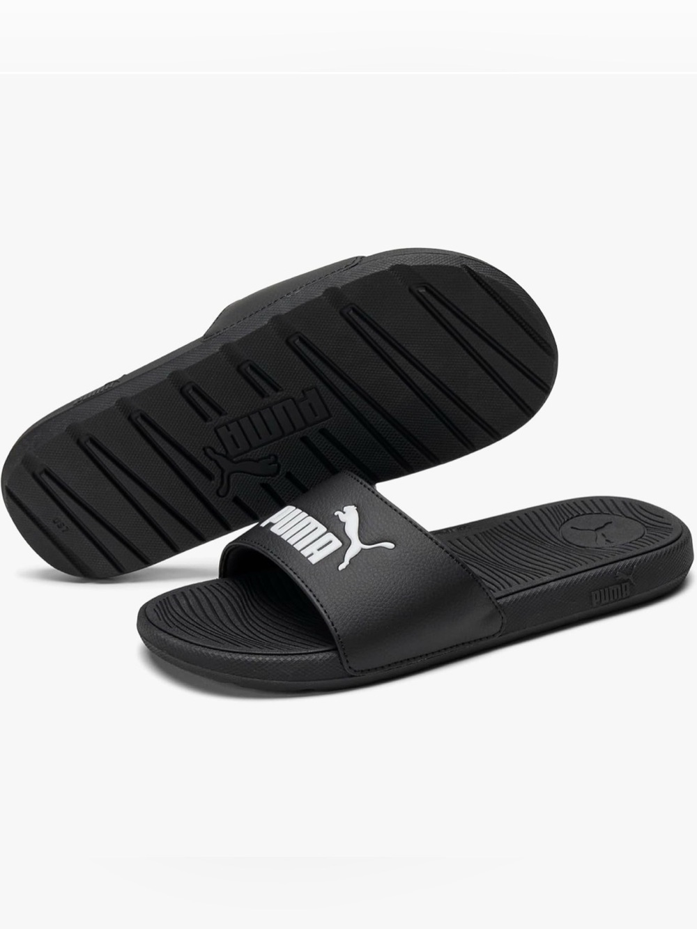 Puma cool cat 2.0 Black Slide Sandals with White Logo